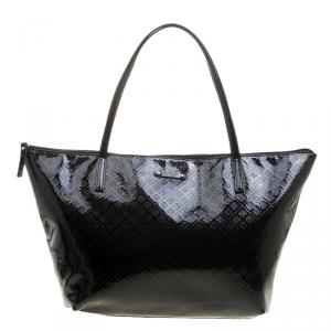 Pre Owned Kate Spade Black Embossed Patent Leather Tote