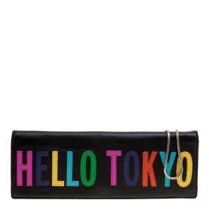 Kate Spade Black Leather Hello Tokyo Zena Clutch