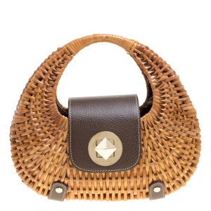 Kate Spade Beige Woven Rattan Hobo