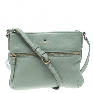 Pre Owned Kate Spade Mint Green Leather Crossbody Bag