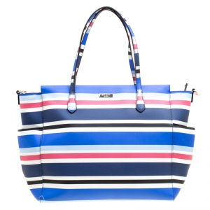Pre Owned Kate Spade Multicolor Stripe Leather Grove Street Classic Shopper Tote