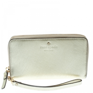  Kate Spade Gold Leather Cedar Street Zip Around Wallet