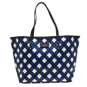 Kate Spade Blue/ White Harmony Gingham Shopper Tote