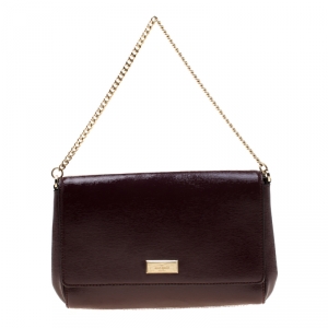 Pre Owned Kate Spade Burgundy Patent Leather Greer Bixby Place Crossbody Bag