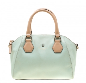 Pre Owned Kate Spade Mint Green/Brown Leather Catherine Street Pippa Satchel