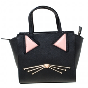 Pre Owned Kate Spade Black Leather Mini Hayden Jazz Things Up Tote