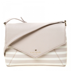 Pre Owned Kate Spade Beige/White Leather Cedar Street Crossbody Bag