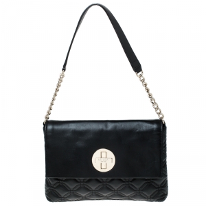 Pre Owned Kate Spade Black Quilted Leather Astor Court Flap Shoulder Bag