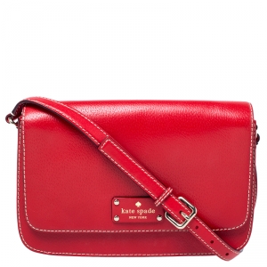 Pre Owned Kate Spade Red Leather Flap Shoulder Bag