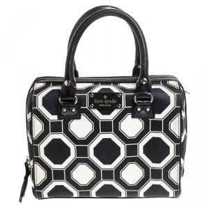 Kate Spade Black/White Leather Boston Bag