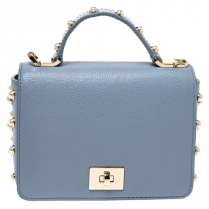 Pre Owned Kate Spade Light Blue Leather Pearl Embellished Maisie Serrano Crossboby Bag