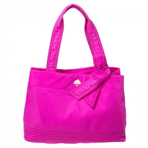 Pre Owned Kate Spade Fuchsia Nylon Flatiron Hana Tote