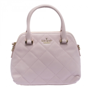 Pre Owned Kate Spade Light Pink Quilted Leather Patterson Drive Dome Satchel