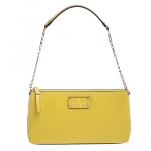 Pre Owned Kate Spade Yellow Leather Wellesley Shoulder Bag
