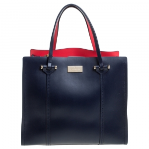 Kate Spade Navy Blue Leather Small Arbour Hill Elodie Tote