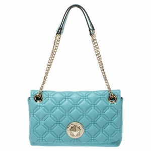 Pre Owned Kate Spade Light Blue Quilted Leather Astor Court Cynthia Shoulder Bag