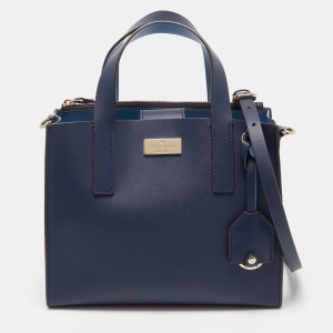 Pre Owned Kate Spade Navy Blue Leather Anissa Putnam Drive Tote