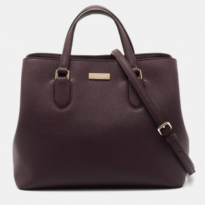 Pre Owned Kate Spade Plum Leather Laurel Way Evangelie Tote  