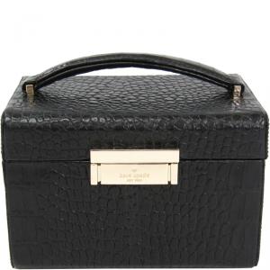 مملوكة مسبقًا Kate Spade Black Embossed Leather Madison Avenue Collection Vanity Box