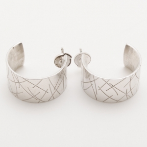 KENZO Silver Small Engraved Hoop Earrings