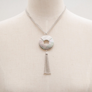 Pre Owned KENZO MOP Silver Necklace