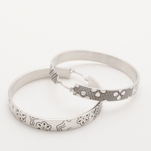KENZO Silver Large Engraved Hoop Earrings