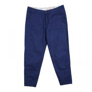 Kenzo Indigo Denim Paneled Bottom Detail Tapered Baggy Jeans L