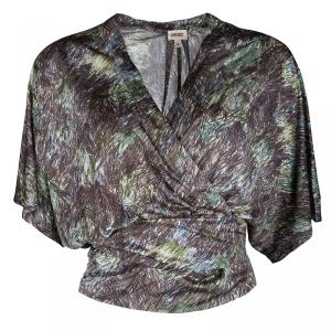 Kenzo Multicolor Scribble Printed Silk Jersey Wrap Shrug M