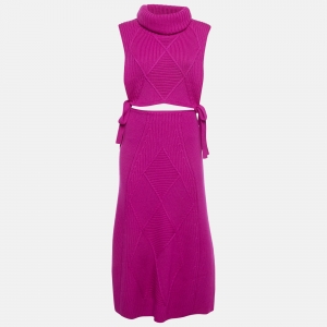 Kenzo Purple Cable Knit Turtle Neck Top & Maxi Skirt M