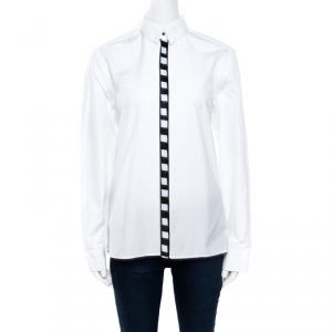 Pre Owned Kenzo White Cotton Poplin Contrast Placket Button Front Shirt L
