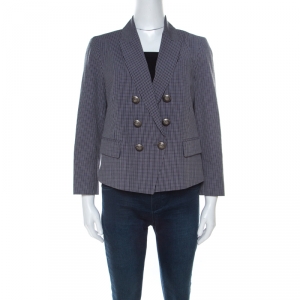 Kenzo Mauve Purple Checkered Cotton Blazer L 