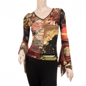 Pre Owned Kenzo Patterned Multicolored Long Sleeve Shirt S
