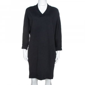Kenzo Black Logo Print Cotton Batwing Sleeve Sweatshirt Dress M