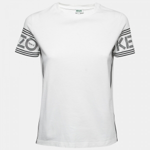Kenzo White Cotton Logo Print T-Shirt XS