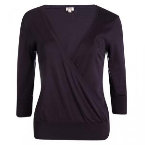 Pre Owned Kenzo Purple Cotton Knit Crossover Top M