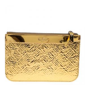 مملوكة مسبقًا Kenzo Gold Embossed Leather Clutch 