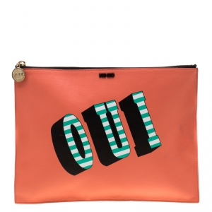 مملوكة مسبقًا Kenzo Coral Orange Leather Oui & Non Clutch 