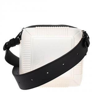 Kenzo White Silicone and Leather Square Crossbody Bag