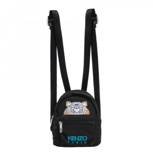 Kenzo Black Nylon Mini Tiger Logo Backpack