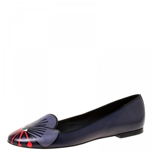 Kenzo Plum Eye Printed Leather Ballet Flats Size 41
