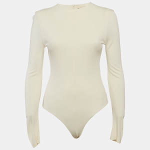 Khaite Cream Jersey Long Sleeve Bodysuit M