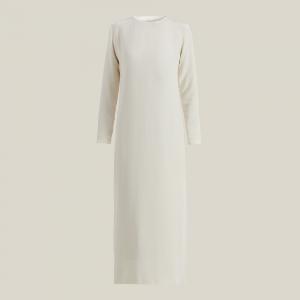 فستان لا كولكشن "جاكولين" متوسط الطول حرير- ساتان أبيض مقاس S