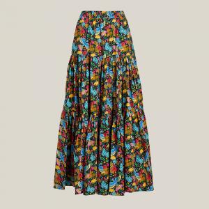 La DoubleJ Multicoloured Floral Print Tiered Cotton Maxi Skirt Size XL