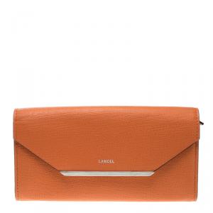 Lancel Orange Leather Enveloppe Continental Wallet 