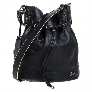 Lancel Black/Gold Leather Le Huit de Lancel Bucket Bag