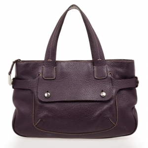 Lancel Purple Leather Top Handle Bag