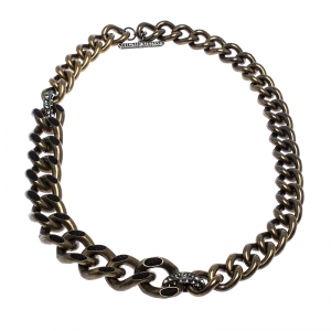 Lanvin Gourmette Crystal Two Tone Chain Link Toggle Necklace
