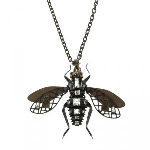 Pre Owned Lanvin Crystal Two Tone Bee Long Necklace