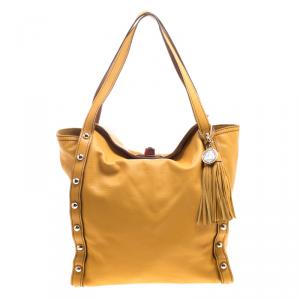 Pre Owned Lanvin Orange Leather Tassel Tote