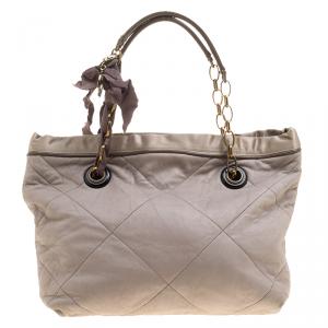 Pre Owned Lanvin Grey Leather Amalia Cabas Tote